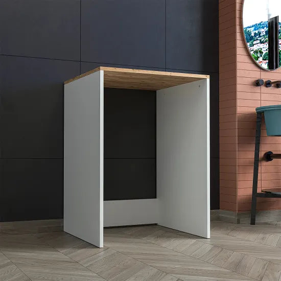 Cabinet for washing machine, white + oak, without door