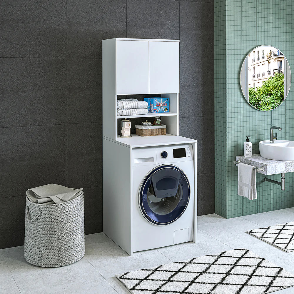 Cabinet for washing machine, white, MONICA, 65 x 181 x 60 cm