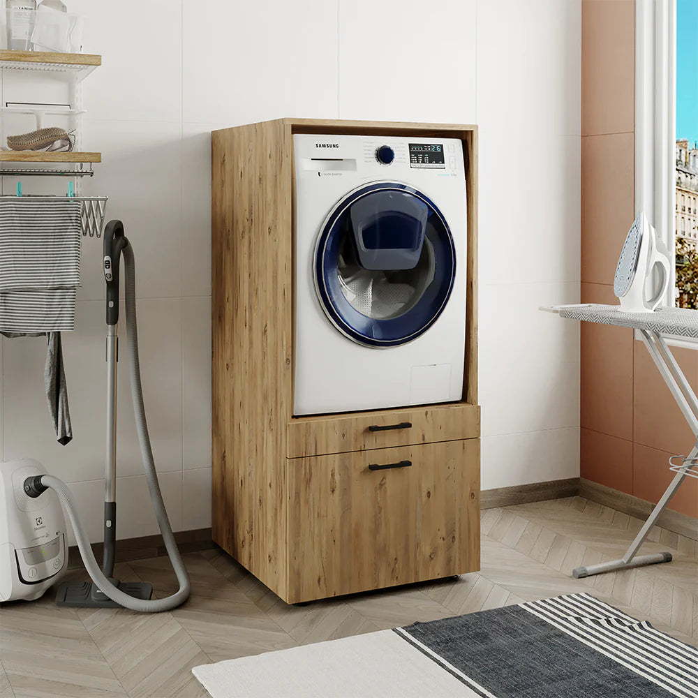 Cabinet for washing machine + pull-out board, oak, HWD: 145x67x65 cm