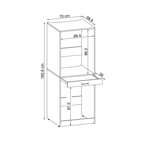 Laundry cabinet for washer and dryer machine, with pull-out shelf, OAK, with doors