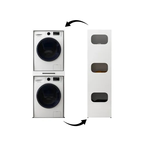 Cabinet for washer and dryer with pull-out laundry shelf, WHITE, side wardrobe