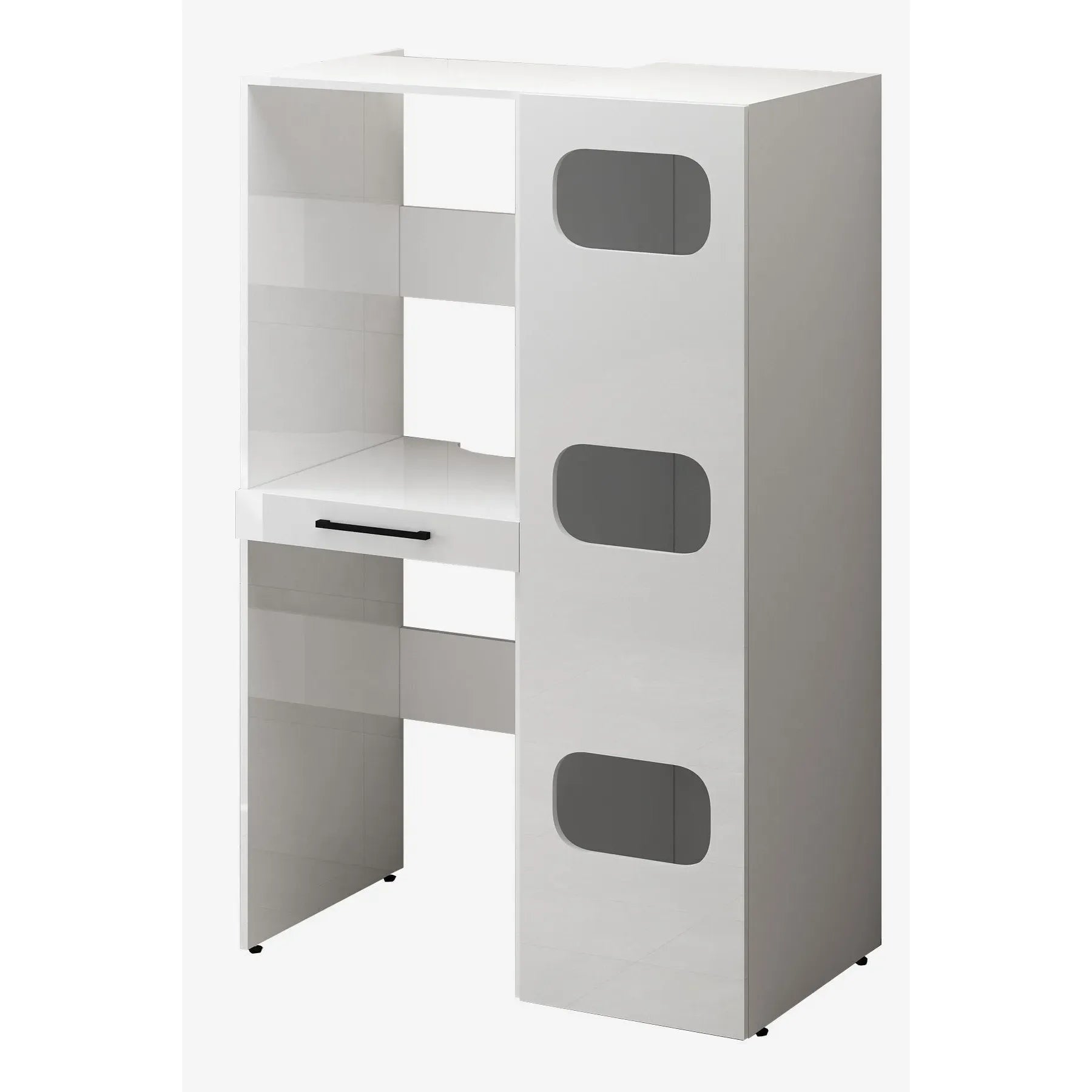 Cabinet for washer and dryer with pull-out laundry shelf, WHITE, side wardrobe