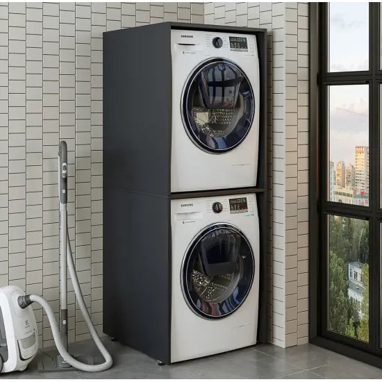 Cabinet for washer and dryer ECO, black, 176x67x65 cm