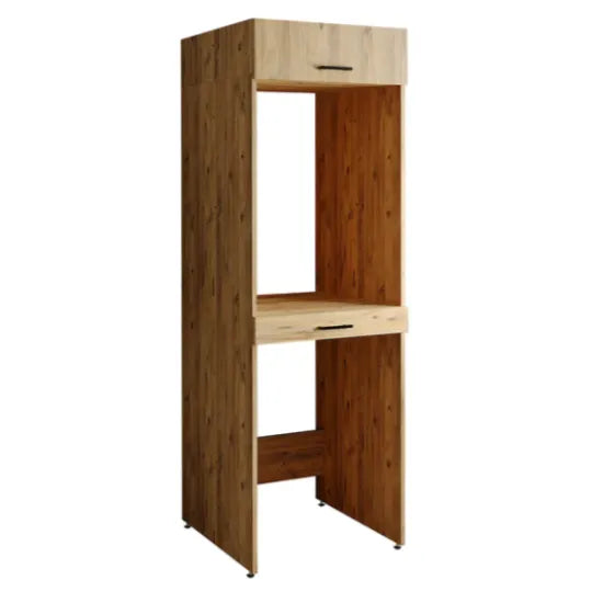 Cabinet for washing machine and dryer, with pull-out shelf, with 22 cm folding cabinet, oak