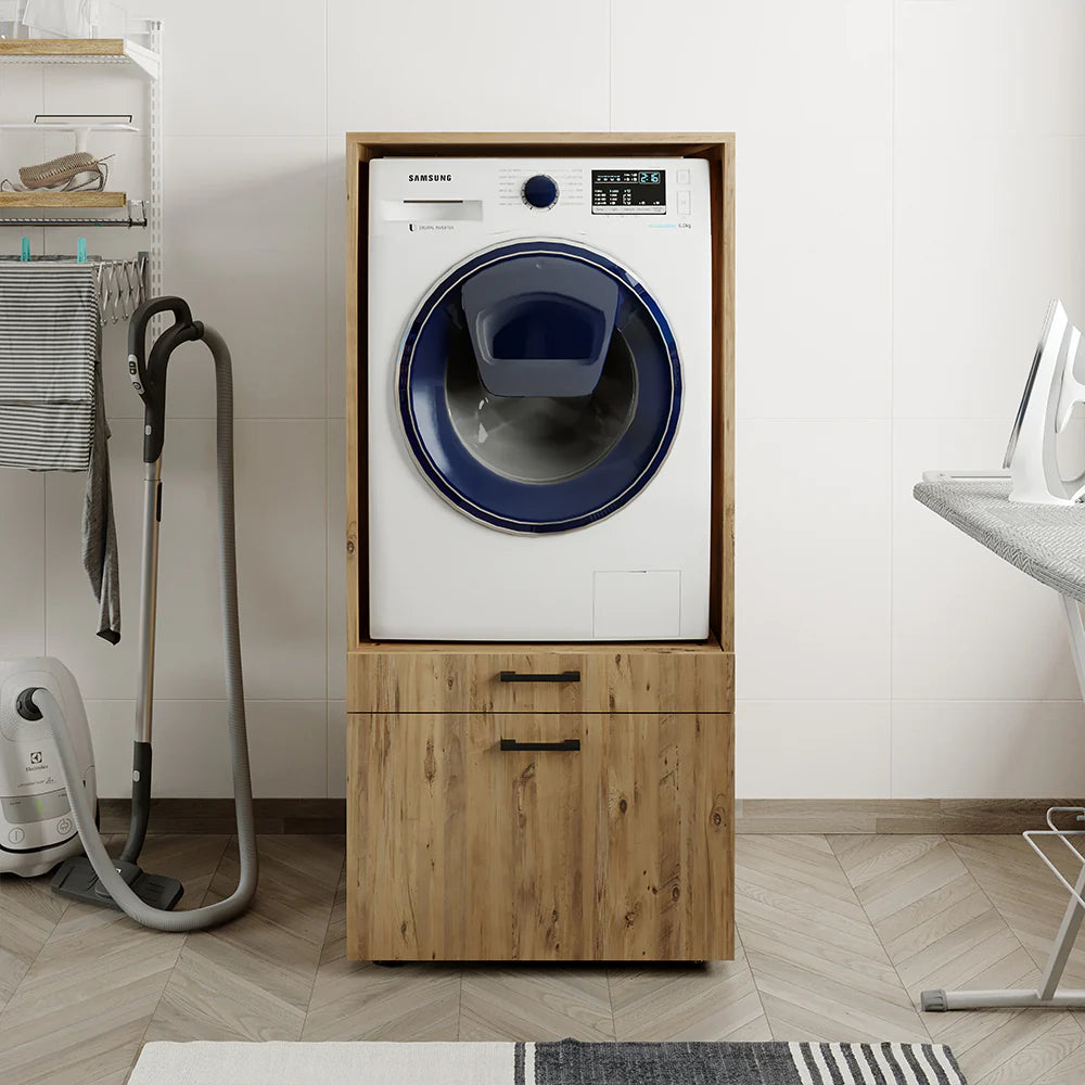Cabinet for washing machine + pull-out board, oak, HWD: 145x67x65 cm