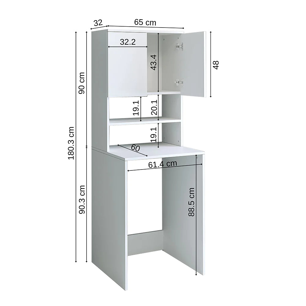 Cabinet for washing machine, white, MONICA, 65 x 181 x 60 cm