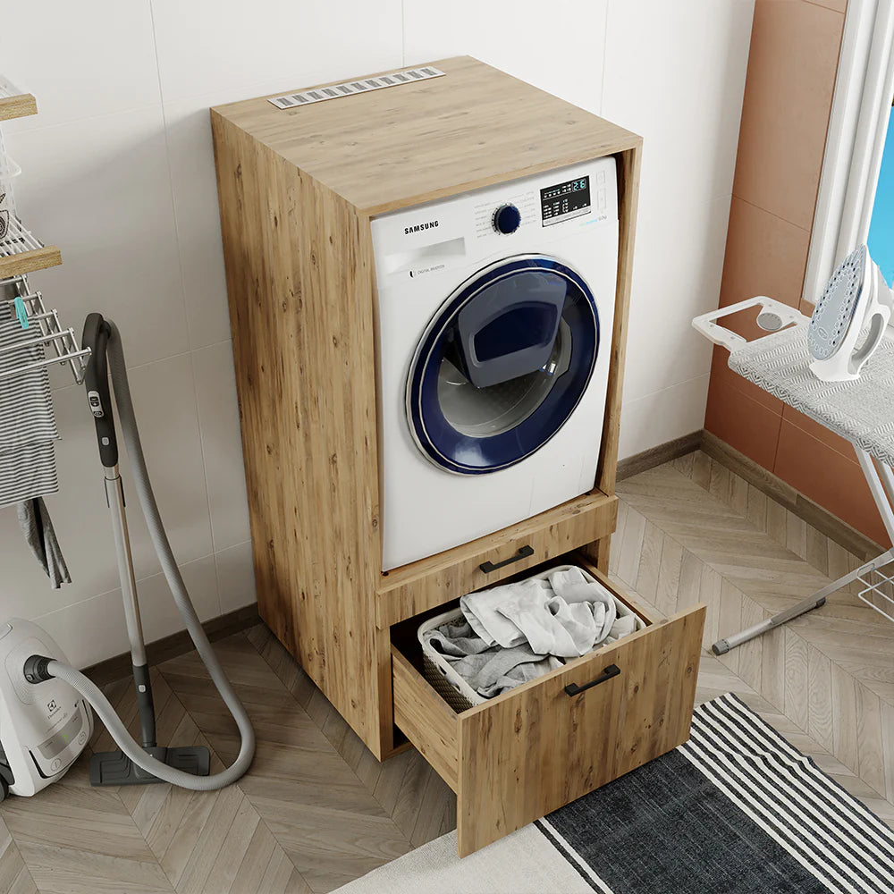 Cabinet for washing machine + pull-out board, oak, HWD: 145x67x65 cm