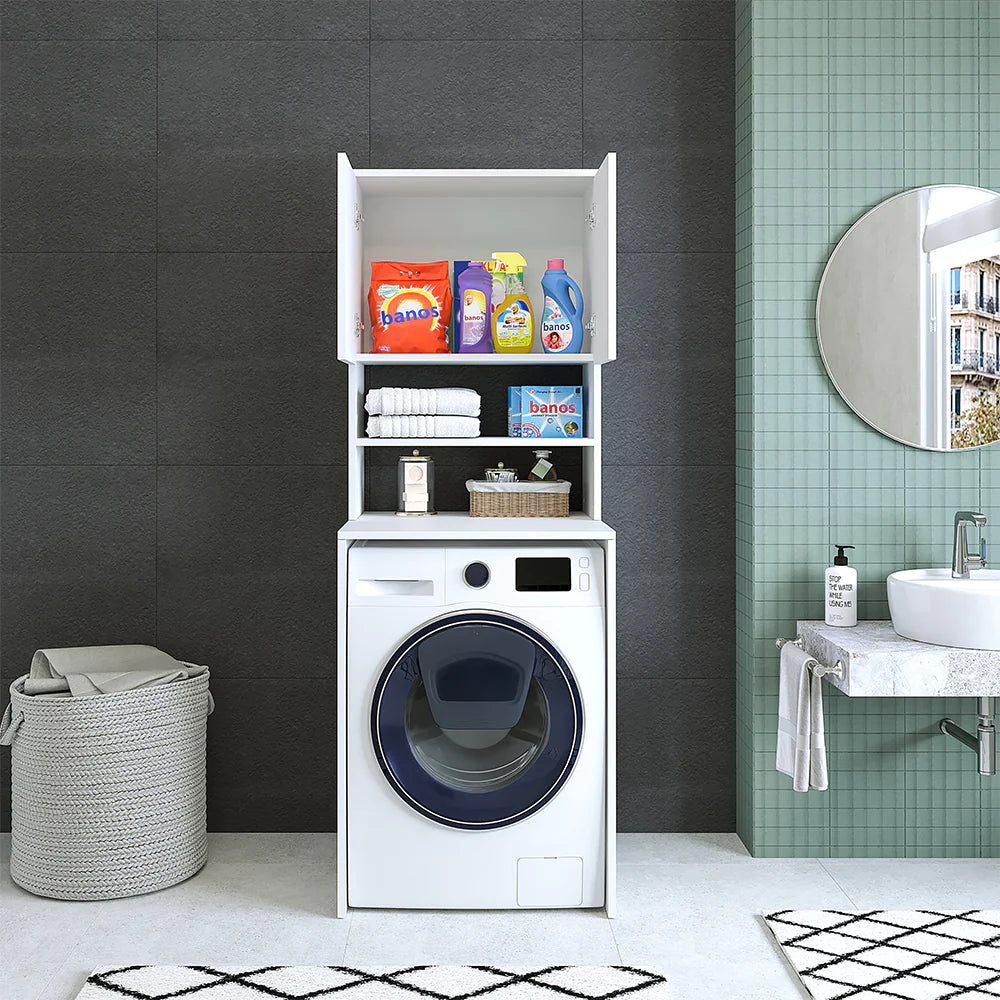 Cabinet for washing machine, white, MONICA, 65 x 181 x 60 cm