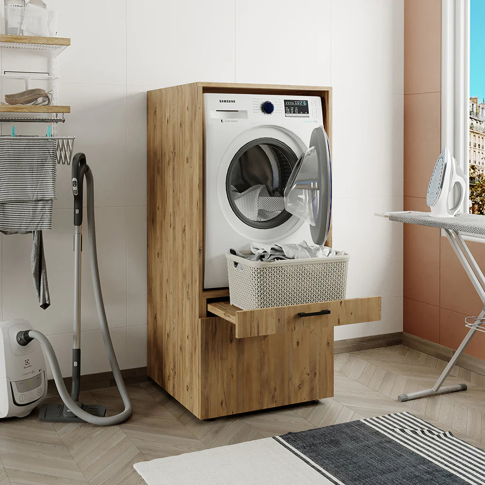 Cabinet for washing machine + pull-out board, oak, HWD: 145x67x65 cm