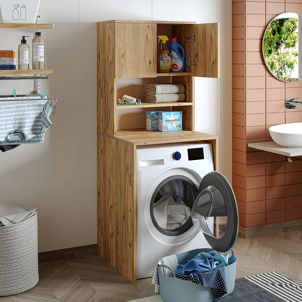 Cabinet for washing machine, oak, MONICA, 65 x 181 x 60 cm