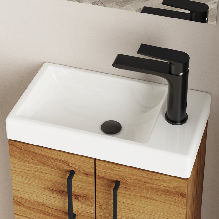 Mino 40 CM Wall Hung Cloakroom Vanity Unit - Caramel Oak