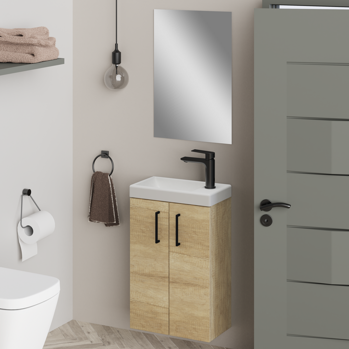 Mino 40 CM Wall Hung Cloakroom Vanity Unit - Natural Oak