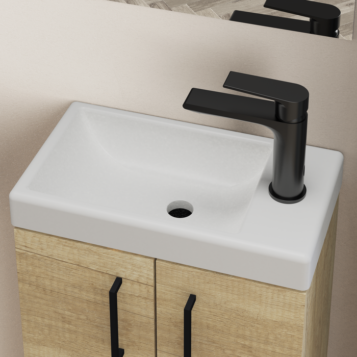 Mino 40 CM Wall Hung Cloakroom Vanity Unit - Natural Oak