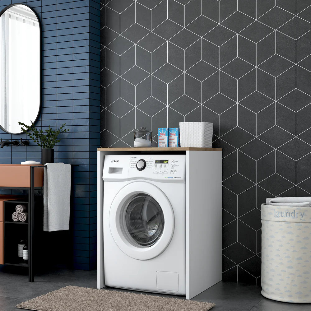 Cabinet for washing machine, white and oak, KD103
