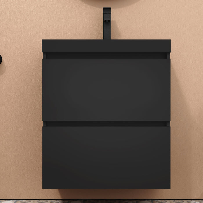 Kaduro 60cm Double Drawer Wall Hung Vanity Unit - Matt Black