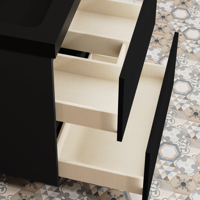 Kaduro 60cm Double Drawer Wall Hung Vanity Unit - Matt Black