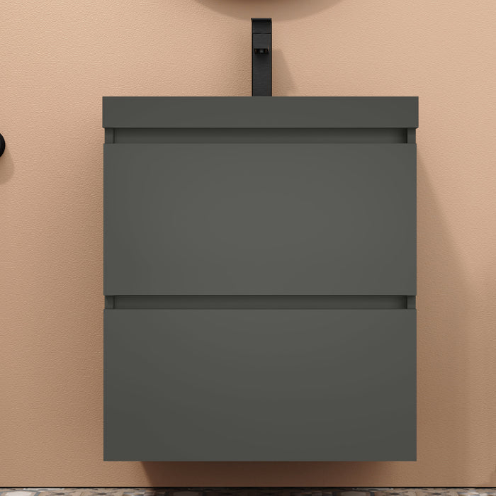 Kaduro 60cm Double Drawer Wall Hung Vanity Unit - Matt Grey