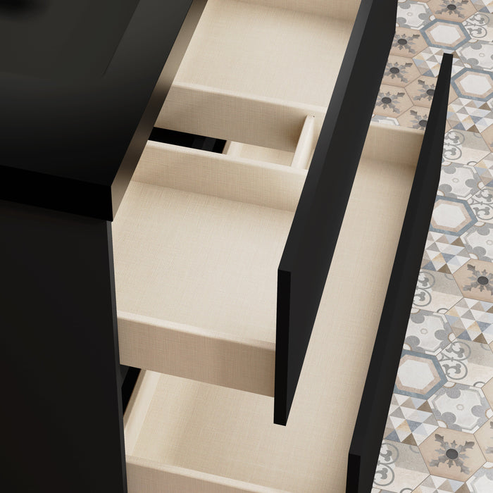 Kaduro 80cm Double Drawer Wall Hung Vanity Unit - Matt Black
