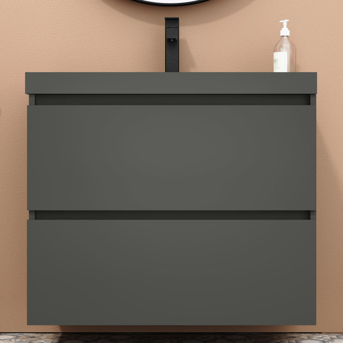 Kaduro 80cm Double Drawer Wall Hung Vanity Unit - Matt Grey