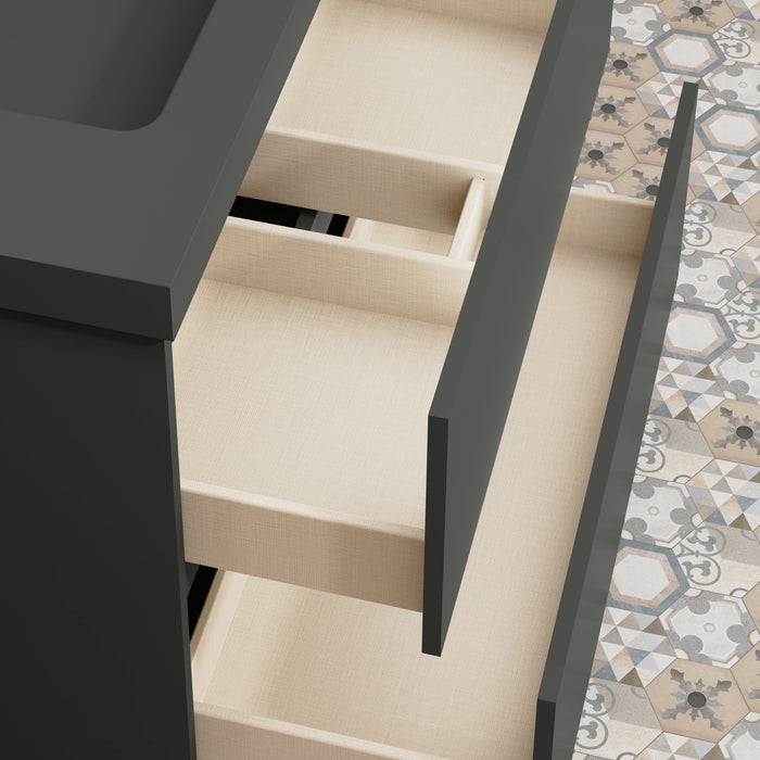 Kaduro 80cm Double Drawer Wall Hung Vanity Unit - Matt Grey