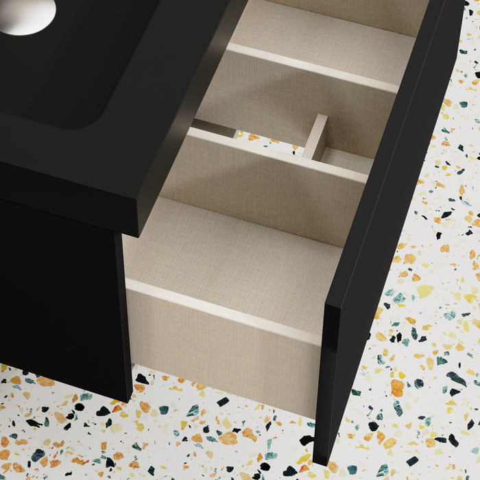 Kaduro 60cm Single Drawer Wall Hung Vanity Unit - Matt Black