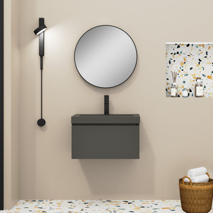 Kaduro 60cm Single Drawer Wall Hung Vanity Unit - Matt Grey