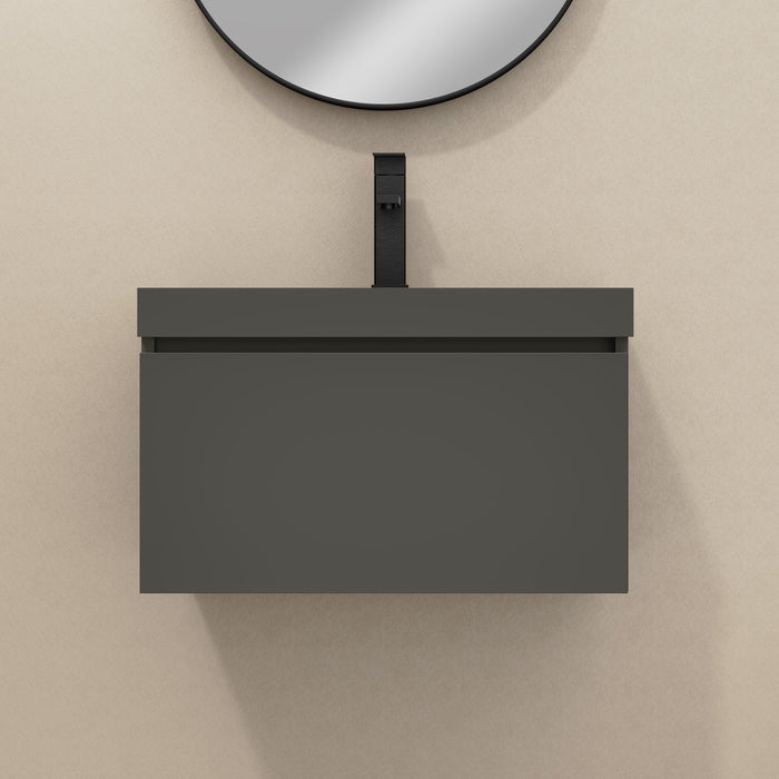Kaduro 60cm Single Drawer Wall Hung Vanity Unit - Matt Grey