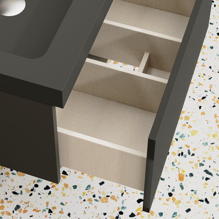 Kaduro 60cm Single Drawer Wall Hung Vanity Unit - Matt Grey
