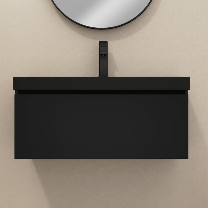 Kaduro 80cm Single Drawer Wall Hung Vanity Unit - Matt Black