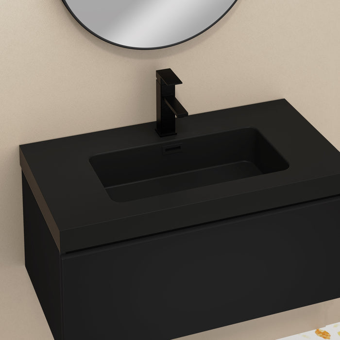 Kaduro 80cm Single Drawer Wall Hung Vanity Unit - Matt Black