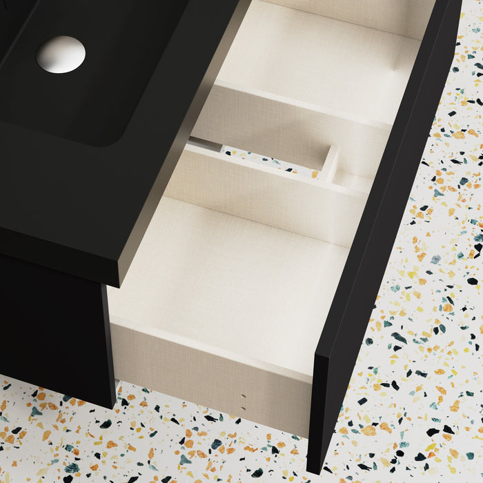 Kaduro 80cm Single Drawer Wall Hung Vanity Unit - Matt Black