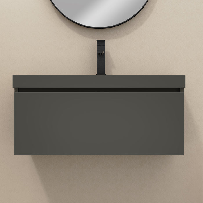 Kaduro 80cm Single Drawer Wall Hung Vanity Unit - Matt Grey
