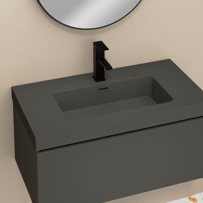 Kaduro 80cm Single Drawer Wall Hung Vanity Unit - Matt Grey
