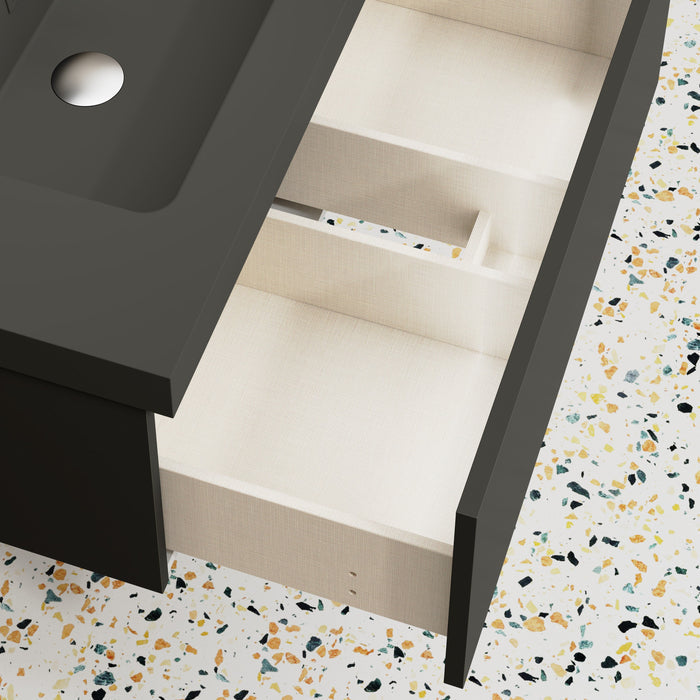 Kaduro 80cm Single Drawer Wall Hung Vanity Unit - Matt Grey