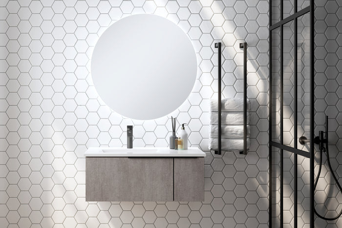 Siena 80cm Wall Hung Basin Unit - Stone Grey
