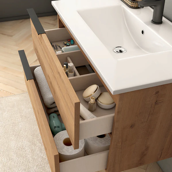 Celtic 60cm Wall Hung Basin Unit - Ostippo Oak