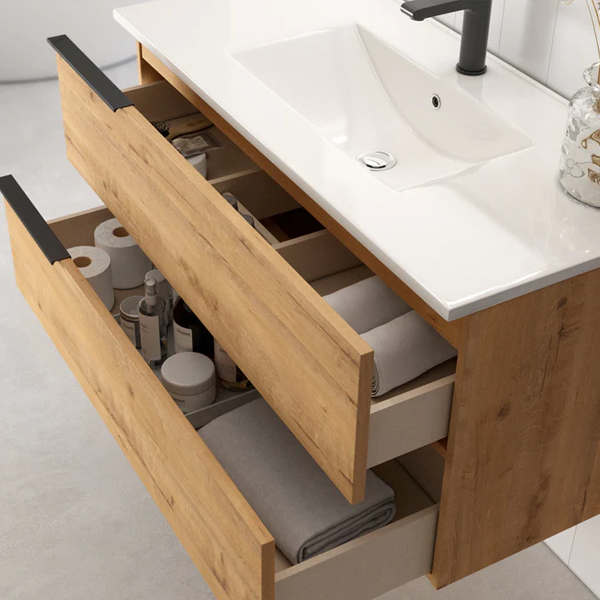 Celtic 60cm Wall Hung Basin Unit - Ostippo Oak