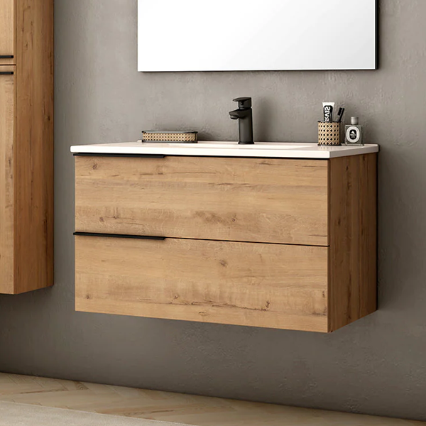 Celtic 80cm Wall Hung Basin Unit - Ostippo Oak