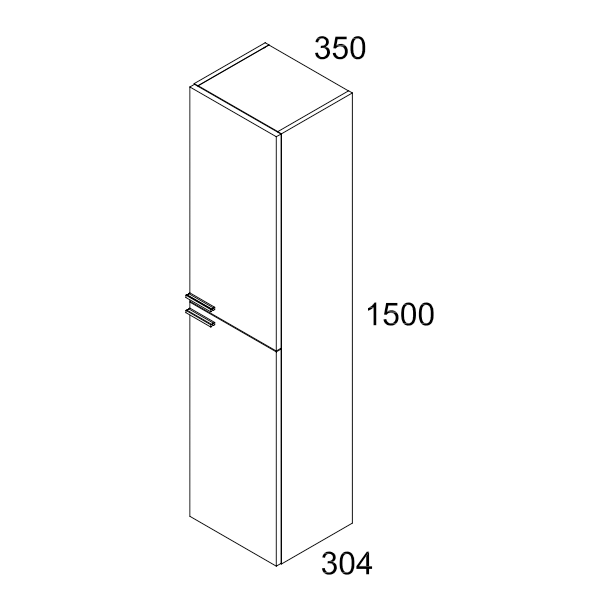 Celtic 150cm Wall Hung Tall Cabinet - Gloss White