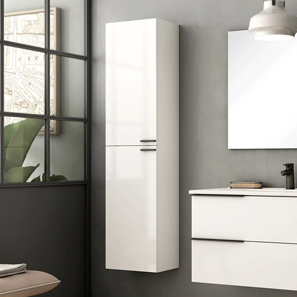 Celtic 150cm Wall Hung Tall Cabinet - Gloss White