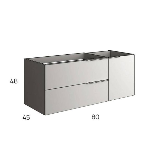 Verona Duo 80cm Wall Hung Basin Unit with Door & Worktop - Ostippo Oak