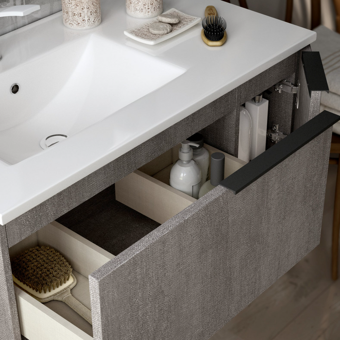 Siena 80cm Wall Hung Basin Unit - Stone Grey
