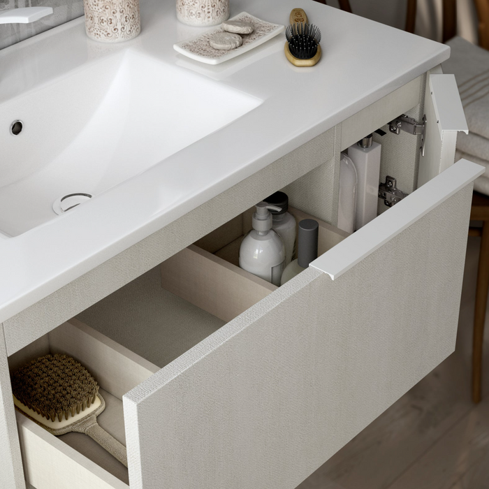 Siena 80cm Wall Hung Basin Unit - Light Stone