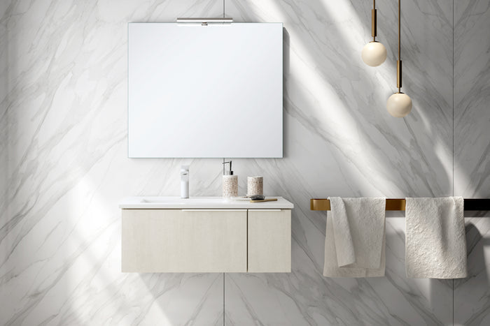 Siena 80cm Wall Hung Basin Unit - Light Stone