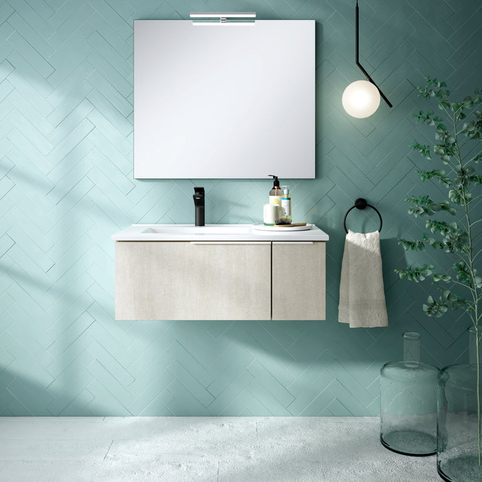 Siena 80cm Wall Hung Basin Unit - Light Stone