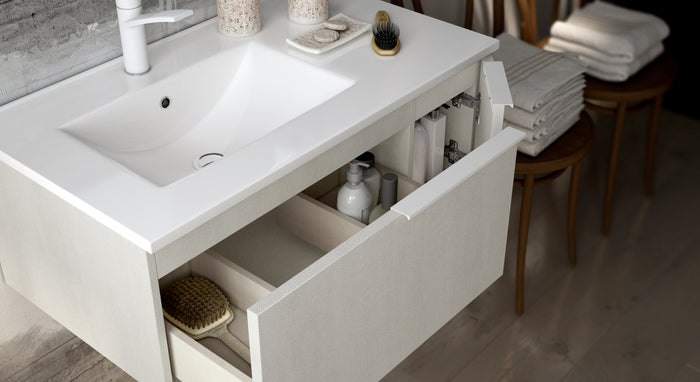 Siena 80cm Wall Hung Basin Unit - Light Stone
