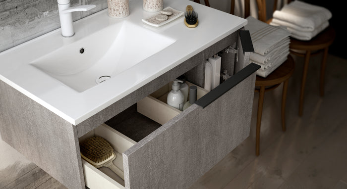 Siena 80cm Wall Hung Basin Unit - Stone Grey