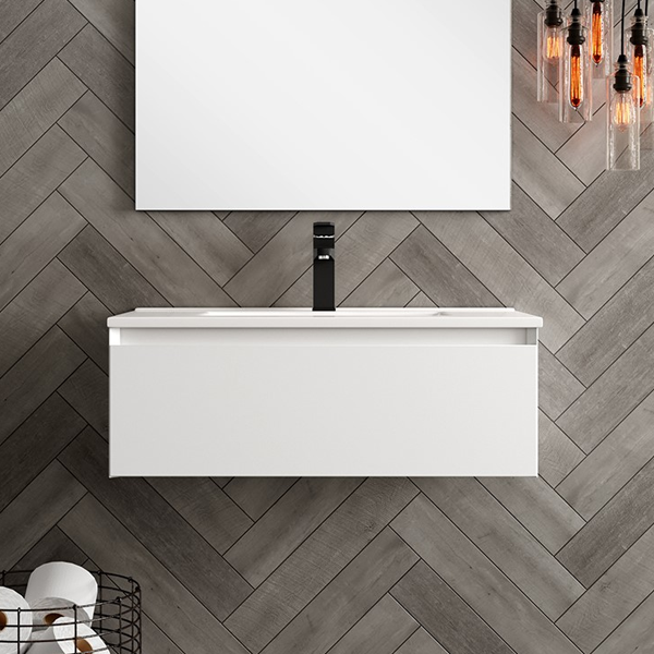 Kameo 80cm Wall Hung 1 Drawer Vanity Unit with Basin - Matt White