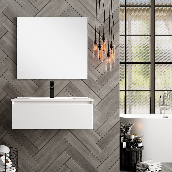 Kameo 80cm Wall Hung 1 Drawer Vanity Unit with Basin - Matt White