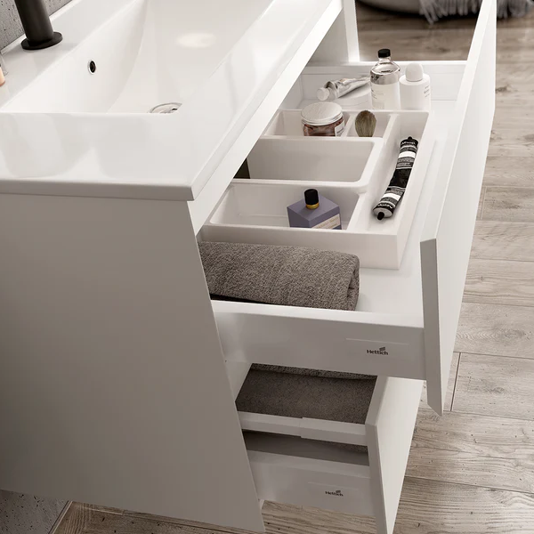 Kameo 80cm Wall Hung 2 Drawer Vanity Unit with Basin - Matt White